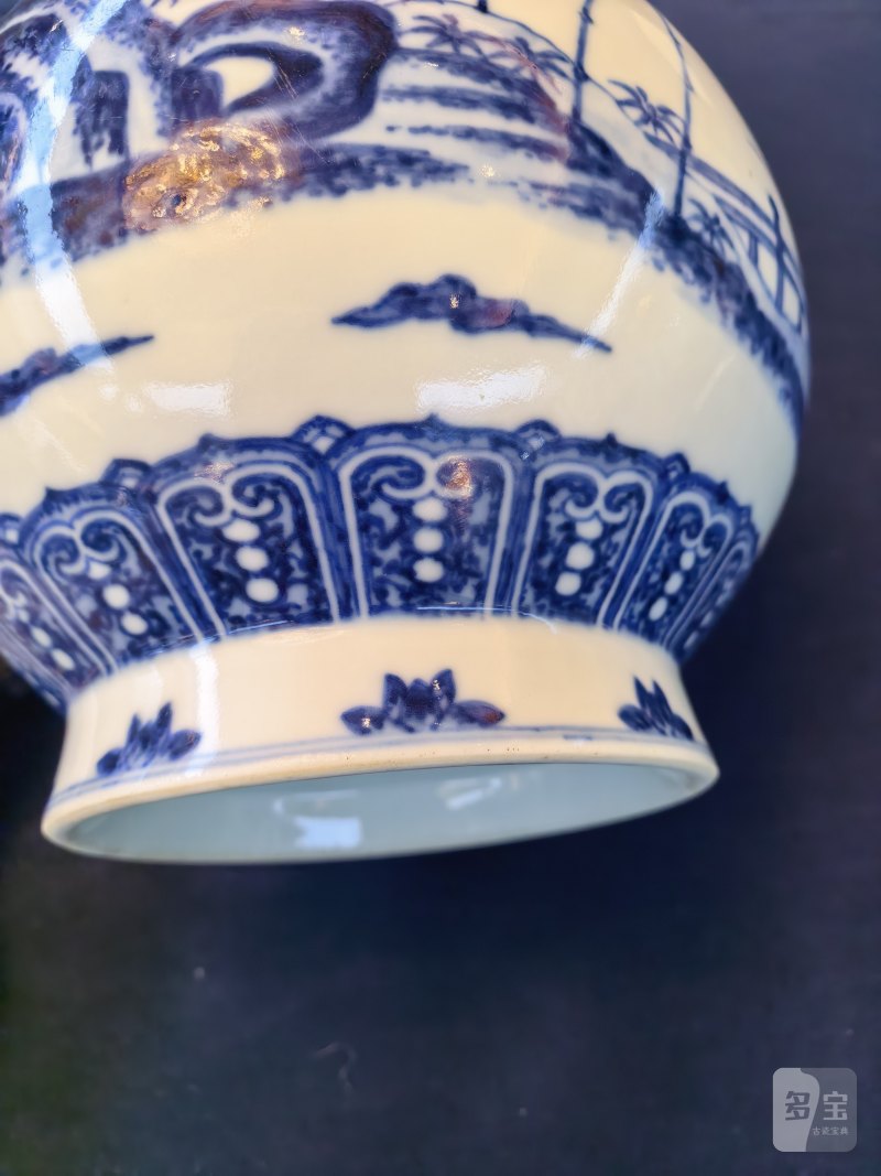 清咸丰 青花竹石芭蕉图玉壶春瓶 - 图10